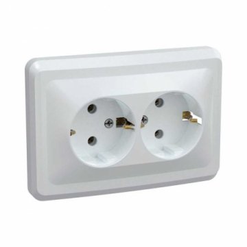 Розетка двойная 2P+PE IEK Vega белая ERV21-K01-16-DM