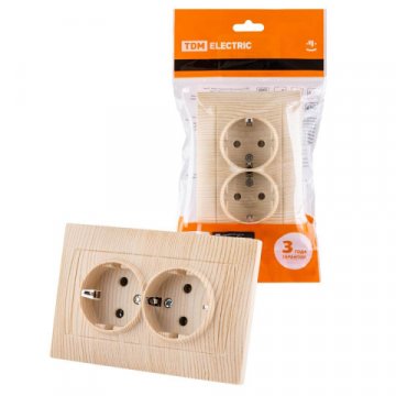 Розетка двойная 2P+PE TDM Electric Лама сосна SQ1815-0325