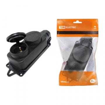 Розетка двойная 2P+PE TDM Electric с заглушками SQ0612-0010