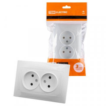 Розетка двойная 2P TDM Electric Лама белая SQ1815-0024