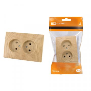 Розетка двойная 2P TDM Electric Таймыр сосна SQ1814-0213
