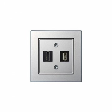 Розетка HDMI/USB Liregus Epsilon серебро 28-1856