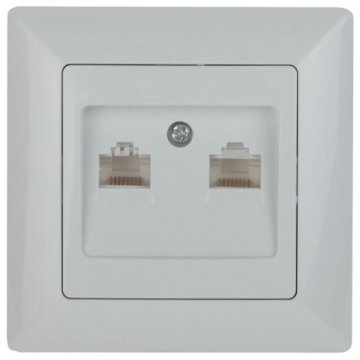 Розетка компьютерная 2xRJ45 ЭРА Intro Solo белый 4-304-01 Б0043389