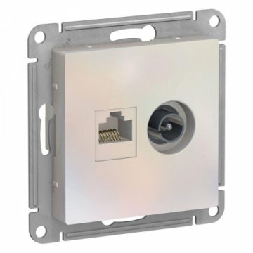 Розетка компьютерная RJ45/TV Schneider Electric AtlasDesign 5e кат UTP жемчужная ATN000489