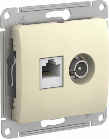 Розетка компьютерная RJ45/TV Schneider Electric Glossa 5e кат UTP бежевая GSL000289