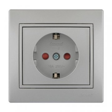 Розетка с защитой от детей Lezard Mira серебро 701-1010-124B