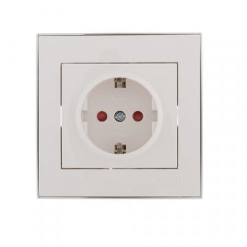 Розетка с защитой от детей Lezard Rain белая с бок. вст. хром 703-0225-124
