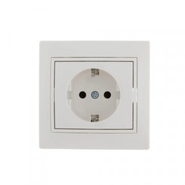 Розетка с зазем. Lezard Mira белая с бел. вст. 701-0202-122