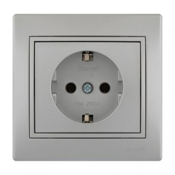 Розетка с зазем. Lezard Mira серебро 701-1010-122B