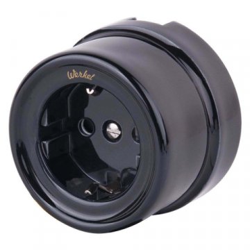 Розетка с заземлением Werkel Ретро черный W5671008 4690389166808