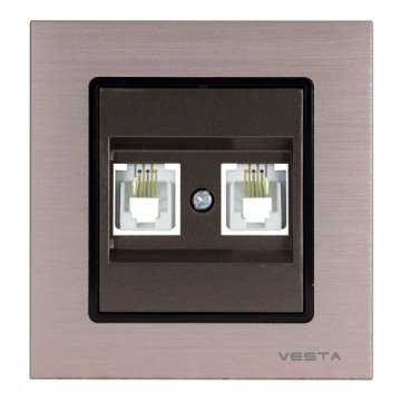 Розетка телефонная двойная Vesta-Electric Exclusive Champagne Metallic шампань FRZ00041014BSH