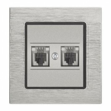 Розетка телефонная двойная Vesta-Electric Exclusive Silver Metallic серебро FRZMT040002SER