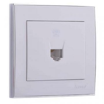 Розетка телефонная евро Lezard Rain белая с бок. вст. хром 703-0225-137