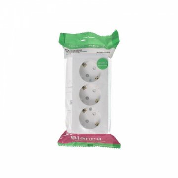 Розетка тройная 2К+3 Schneider Electric Blanca 16A 250V со шторками белая BLNRA011311