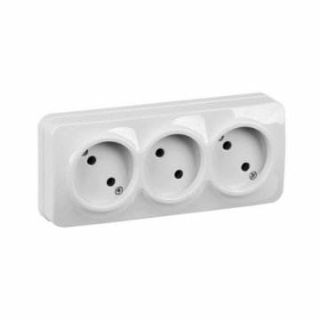 Розетка тройная 2P IEK Glory белая ERH30-K01-10
