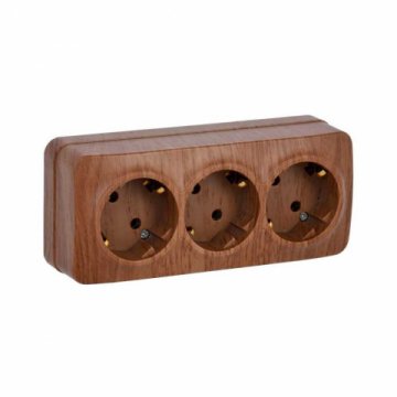 Розетка тройная 2P+PE IEK Glory дуб ERH31-K24-16