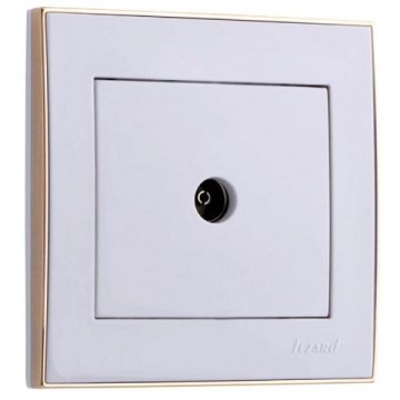 Розетка ТВ проходная Lezard Rain белая с бок. вст. золото 703-0226-129