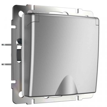 Розетка влагозащищенная Werkel с защит. крышкой и шторками (серебряный) W1171206 4690389156434
