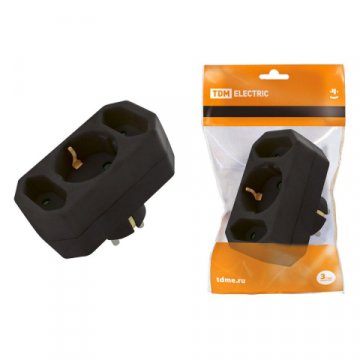 Сетевой разветвитель TDM Electric 3гн с/з черный SQ1806-0301