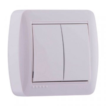 Выключатель двойной Lezard Demet белый 711-0200-101