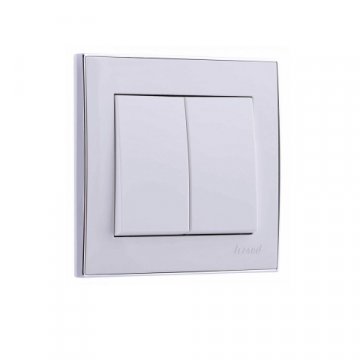 Выключатель двойной Lezard Rain белый с бок. вставкой хром 703-0225-101