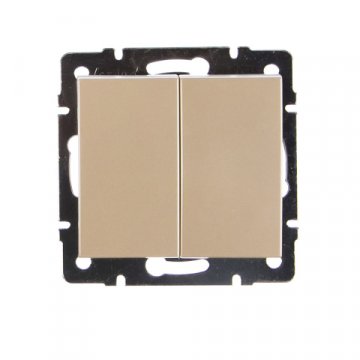 Выключатель двойной Lezard Rain белый жемчуг 703-3088-101