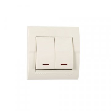 Выключатель двойной с подсветкой Lezard Deriy кремовый 702-0303-112