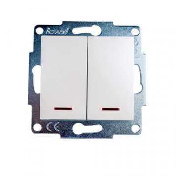 Выключатель двойной с подсветкой Lezard Karina белый жемчуг 707-3088-112