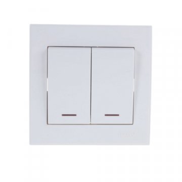 Выключатель двойной с подсветкой Lezard Rain белый 703-0202-112