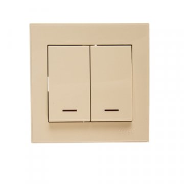 Выключатель двойной с подсветкой Lezard Rain кремовый 703-0303-112