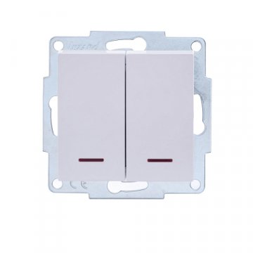 Выключатель двойной с подсветкой Lezard Vesna белый 742-0288-112