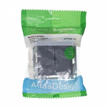 Выключатель двухклавишный Schneider Electric AtlasDesign 10A 250V грифель ATN000751