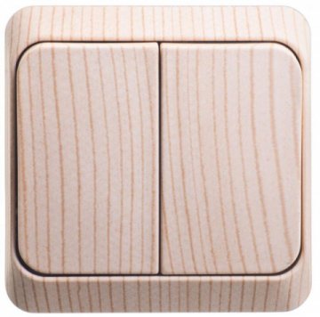 Выключатель двухклавишный Schneider Electric Этюд 10A 250V с подсветкой сосна BA10-006D