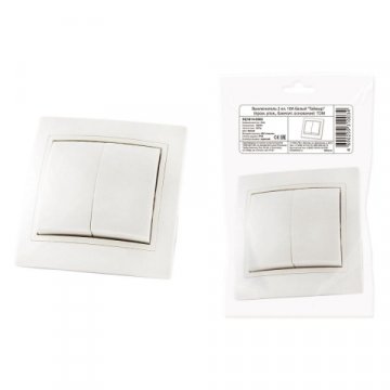 Выключатель двухклавишный TDM Electric Таймыр 10А 250V белый SQ1814-0502