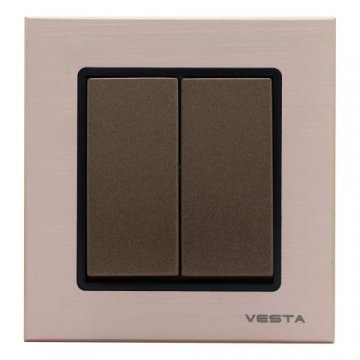 Выключатель двухклавишный Vesta-Electric Exclusive Champagne Metallic шампань FVK050204BSH