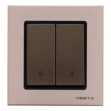 Выключатель двуклавишный проходной Vesta-Electric Exclusive Champagne Metallic шампань FVK050205BSH