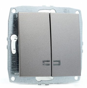 Выключатель Mono Electric Despina/ Larissa двухклавишный с подсветкой антрацит 500-002425-103