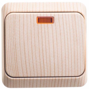 Выключатель одноклавишный Schneider Electric Этюд 10A 250V с подсветкой сосна BA10-005D