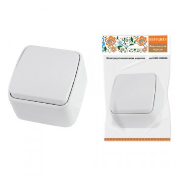 Выключатель одноклавишный TDM Electric Дача 10А 250V белый SQ1824-0001