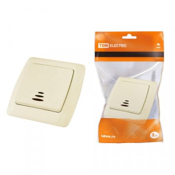 Выключатель одноклавишный TDM Electric Онега 10А 250V с подсветкой слоновая кость SQ1805-0033