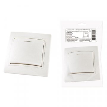 Выключатель одноклавишный TDM Electric Таймыр 10А 250V с подсветкой белый SQ1814-0504