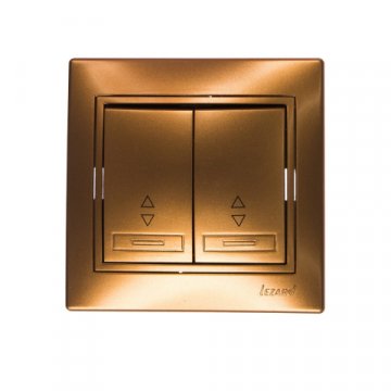 Выключатель проходной двойной Lezard Mira золото со вставкой 701-1313-106