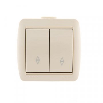 Выключатель проходной двойной Lezard Nata кремовый 710-0300-106