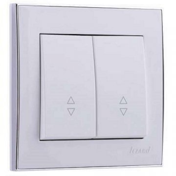 Выключатель проходной двойной Lezard Rain белый с бок. вставкой хром 703-0225-106