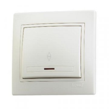 Выключатель проходной с подсветкой Lezard Mira кремовый со вставкой 701-0303-114