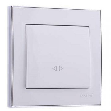 Выключатель промежуточный Lezard Rain белый с бок. вставкой хром 703-0225-107