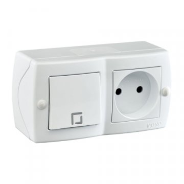Выключатель - розетка Mono Electric Octans IP20 одноклавишный - 2К белый 104-010101-185