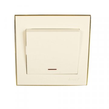 Выключатель с подсветкой Lezard Rain белый с бок. вставкой золото 703-0226-111