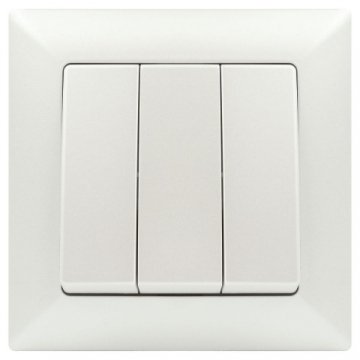 Выключатель трехклавишный ЭРА Intro Solo 10A 250V перламутровый 4-106-06 Б0053606