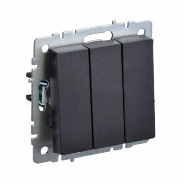 Выключатель трехклавишный IEK Brite черный BR-V30-0-10-K02